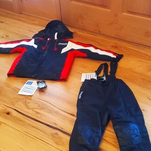 NWT Kids Spyder Ski Snowboard Snow Suit Winter Jacket and bib pants